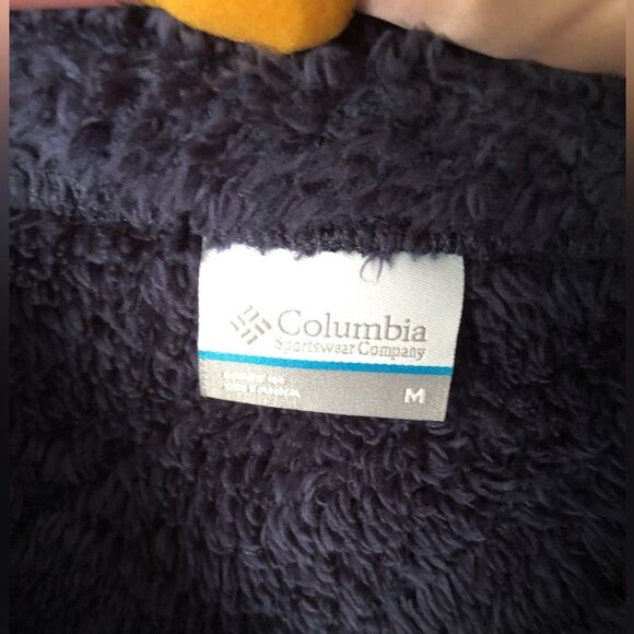 Columbia Sherpa women sz M Cozy fleece Hoodie short sleeves vest jacket pocket - Picture 5 of 8
